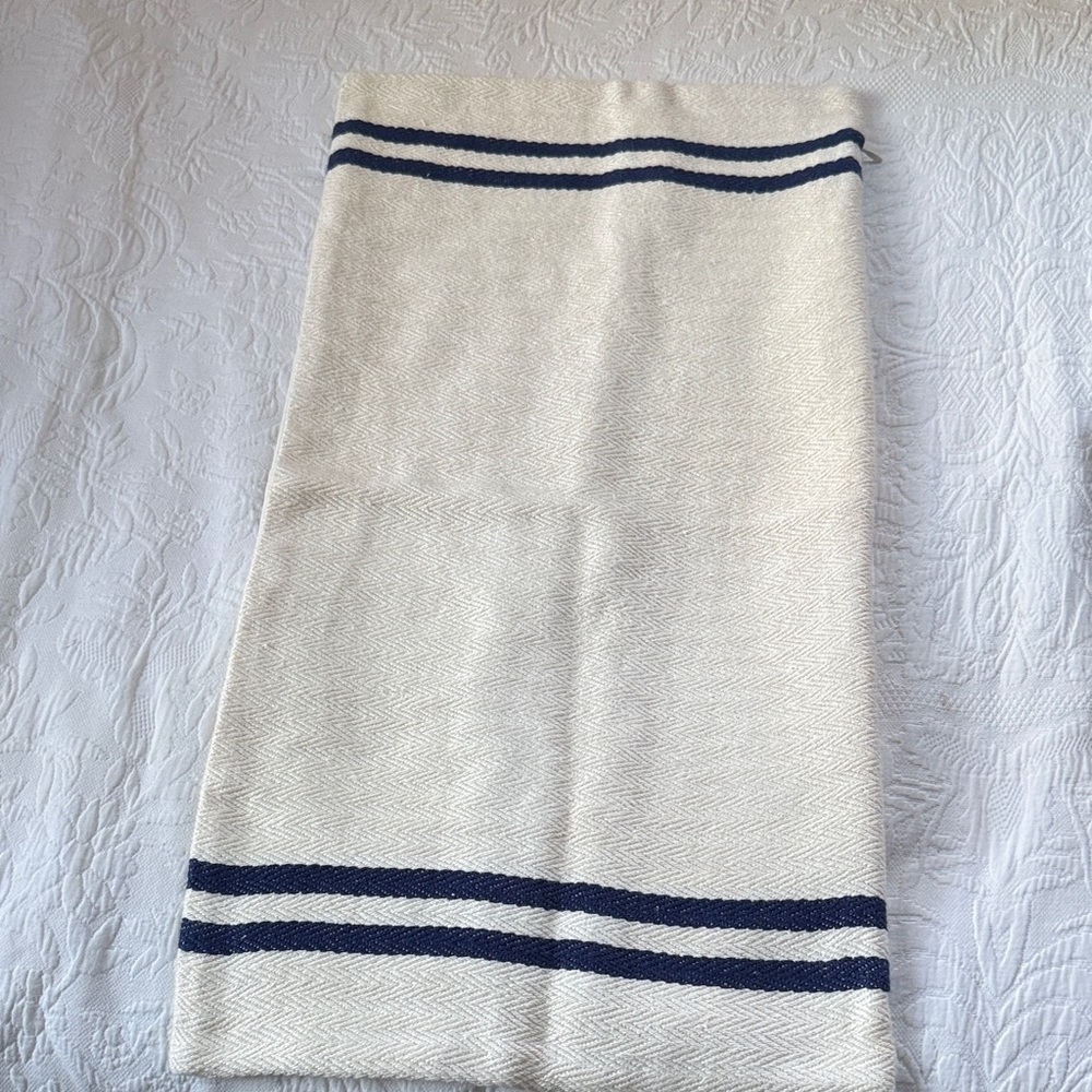 Calvin Klein Cream Pillow Cover with Navy Stripes - Picture 7 of 8